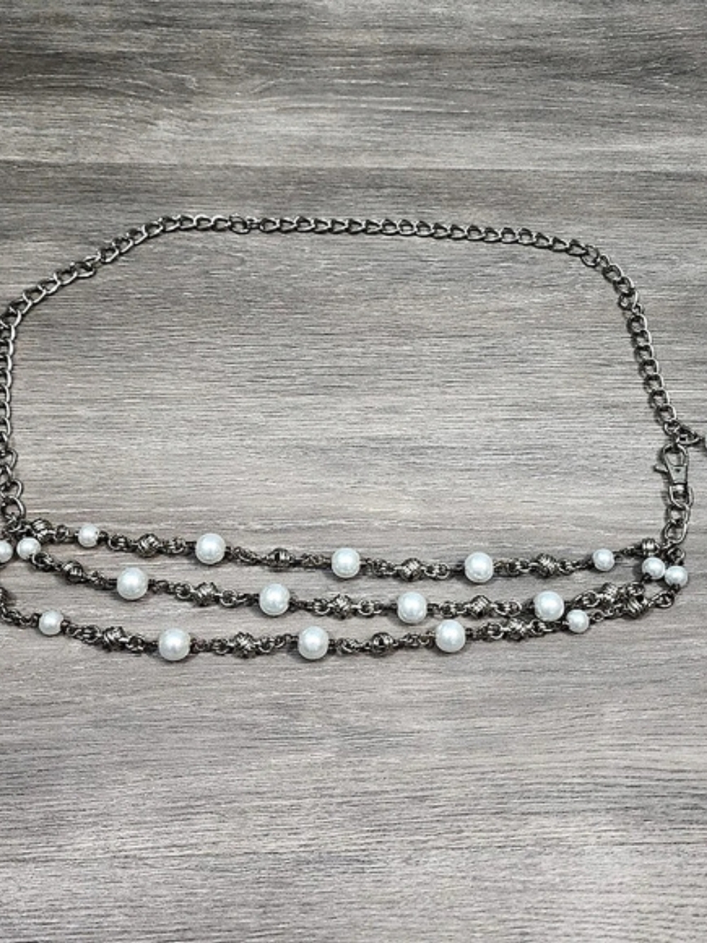 Y2K Gold Multi Strand Faux Pearl Chain Belt Coquette Body Jewelry Waist Chain